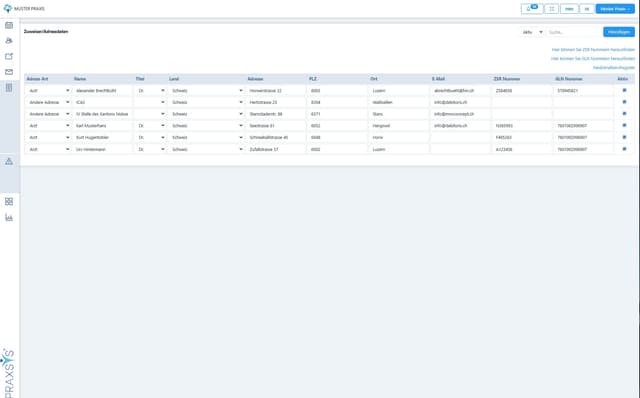 Adress-Daten Screenshot